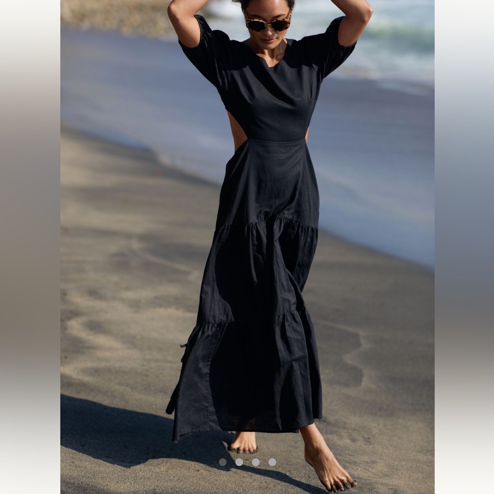 Black side and back cut out dress